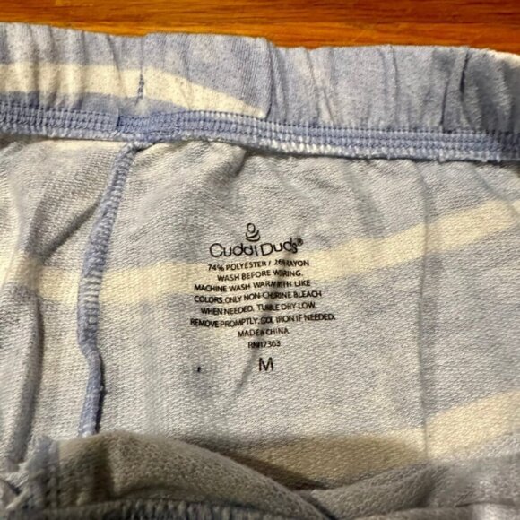 Cuddl Duds Jogger Pants Cotton Lightweight Stretchable Striped Blue White W US M - Picture 3 of 5